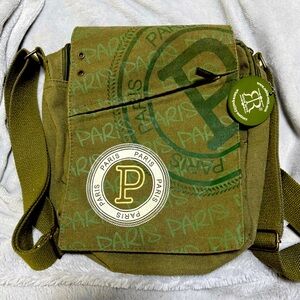 Robin Ruth Green Messenger Bag with Urban Design